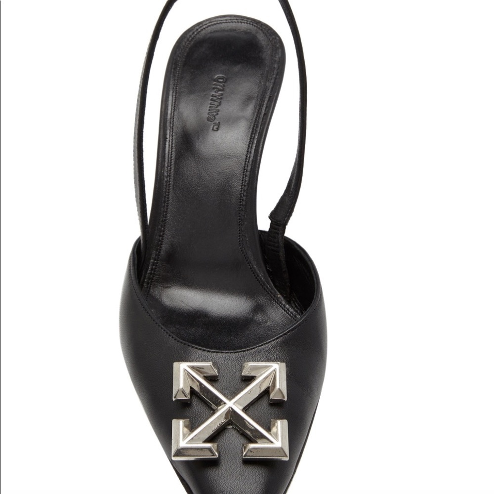 SOLD on TRDSY Arrow-Embellished Leather Slingbacks - Picture 8 of 8